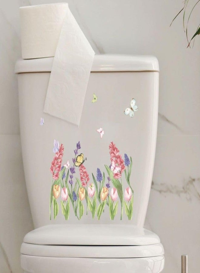 Ethanberg 3 Sheets Flowers Birds Butterflies Toilet Seat Lid Stickers, Removable Waterproof Toilet Cover Sticker Decals, Self-Adhesive Bathroom Wall Stickers, Toilets Seat Decals for WC Restroom Home Decor - Image 4